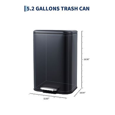 Garvee 5.2 gal Kitchen Trash Can, Step Garbage Can with Soft-Close Lid