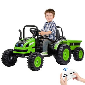 12V Kids Ride on Tractor with Tiltable Trailer 6 Wheels