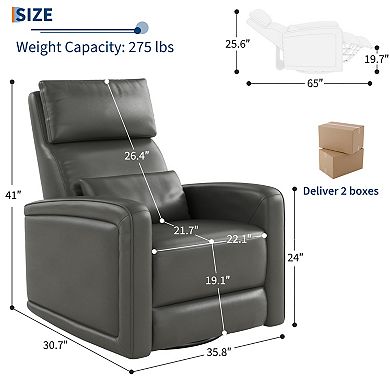 Adult Manual Recliner Chair with 360° Swivel