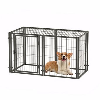 IFMALL Spacious Indoor Outdoor Metal Pet Crate Kennel Playpen for Dogs