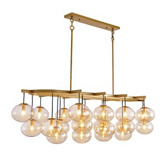 Moooni 24 Lights 72" Gold Modern Rectangle Crystal Chandelier Pendant Light Fixture No Bulbs