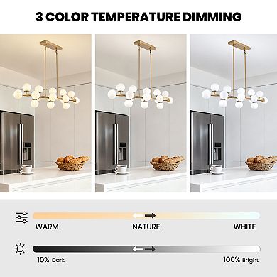 Moooni 24 Lights 72" Gold Modern Rectangle Crystal Chandelier Pendant Light Fixture No Bulbs