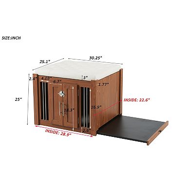 IFMALL Multifunctional Storage Ottoman with Pet Crate and Removable Cushion