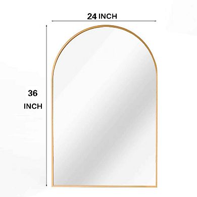 24 x 36 in. Metal Framed Arched Bathrrom Mirror for Wall