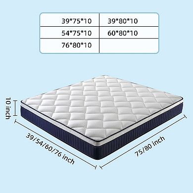CEWOR 10 Inch Medium Firm Memory Foam Hybrid Spring Mattress In-a-Box, CertiPUR-US Certified