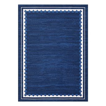 Washable Scalloped Border Rug - Non-Slip Foldable Ultra-Thin Carpet for Home