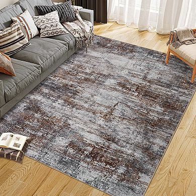 Washable Abstract Fluffy Rug - Soft Plush Accent Carpet for Home