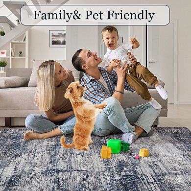 Washable Abstract Fluffy Rug - Soft Plush Accent Carpet for Home