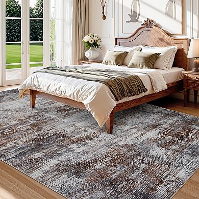 Washable Abstract Fluffy Rug - Soft Plush Accent Carpet for Home