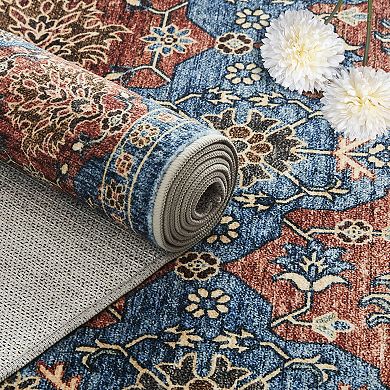 Vintage Pattern Pearl Yarn Rug - Soft Washable Carpet with Non-Slip Backing for Home