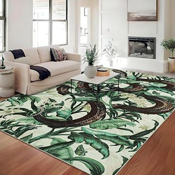 Washable Snake Oriental Runner Rug Non-Slip, Soft, Non-Shedding Carpet for Hallway