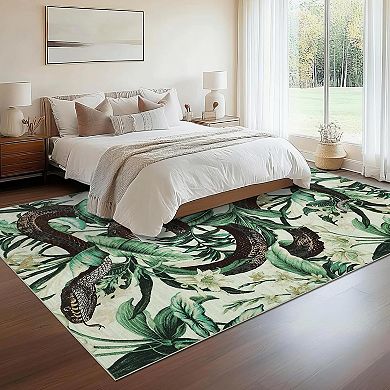 Washable Snake Oriental Runner Rug Non-Slip, Soft, Non-Shedding Carpet for Hallway