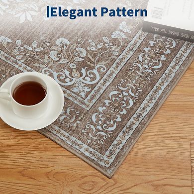 Vintage Pattern Washable Rug - Soft Durable Indoor Carpet for Home Spaces