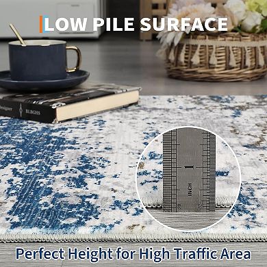 Washable Low-Pile Rug, Anti-Skid Ultra-Thin Foldable Carpet for Home & Office