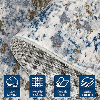 Washable Low-Pile Rug, Anti-Skid Ultra-Thin Foldable Carpet for Home & Office