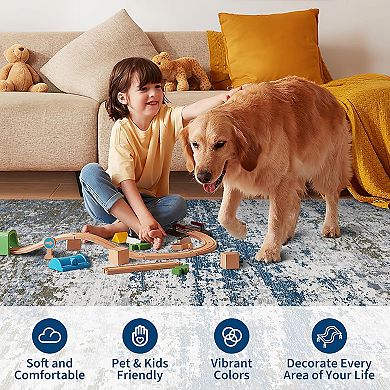 Washable Low-Pile Rug, Anti-Skid Ultra-Thin Foldable Carpet for Home & Office