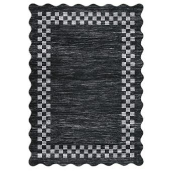 Washable Rugs for room Scalloped Area Rug Non Slip Non Shedding Stain Resistant Low Pile