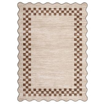Washable Rugs for room Scalloped Area Rug Non Slip Non Shedding Stain Resistant Low Pile