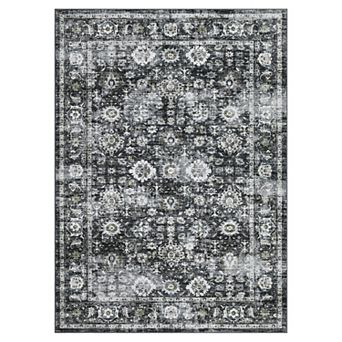 Non-Slip Vintage Area Rug for Living Room Bedroom, Stain Resistant Low-Pile Carpet