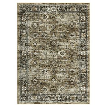 Non-Slip Vintage Area Rug for Living Room Bedroom, Stain Resistant Low-Pile Carpet