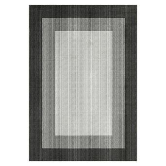 Modern Bordered Area Rug, Machine Washable Geometric Carpet, Soft Non-Slip Neutral Floor Mat