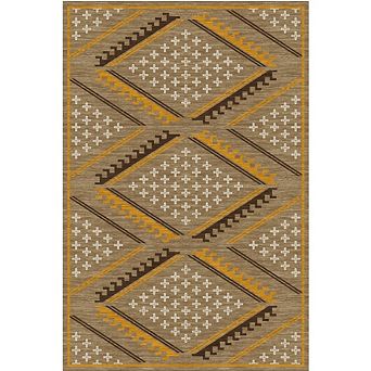 Washable Area Rugs Boho Geometric Large Rug for Bedroom Low Pile Soft Non-Slip Throw Mat