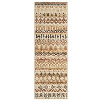 Washable Distressed Geometric Hallway Rug, Non-Slip Low Pile Runner, Foldable Non-Shedding Carpet