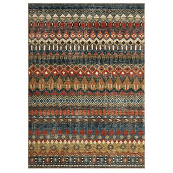 Washable Distressed Geometric Hallway Rug, Non-Slip Low Pile Runner, Foldable Non-Shedding Carpet