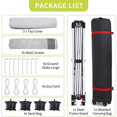 Pop Up Gazebo, Outdoor Canopy Tent With Mosquito Netting, Pop Up Canopy Tent