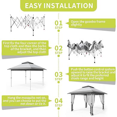 Pop Up Gazebo, Outdoor Canopy Tent With Mosquito Netting, Pop Up Canopy Tent