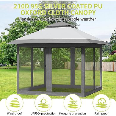 Pop Up Gazebo, Outdoor Canopy Tent With Mosquito Netting, Pop Up Canopy Tent