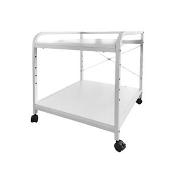 Under Desk Printer Stand with Wheels, 2 tier Rolling Printer Cart with Storage Shelf