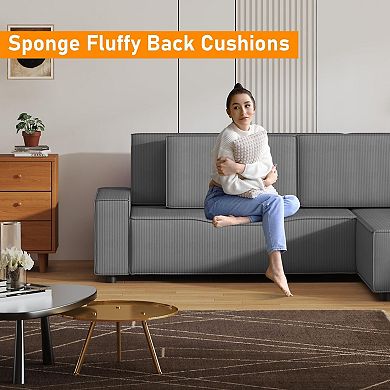 96" L-Shaped Boneless Couch, with Side Chaise for Living Room, No Assembly, Modern