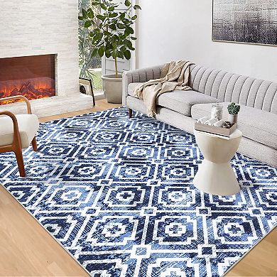 Rugs for Living Room Bedroom Non-Slip Machine Washable Rugs Distressed Large Area Rug