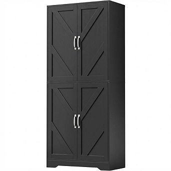 69" Farmhouse Kitchen Pantry Cabinet with 4 Doors, Adjustable Shelves for Dining Room, Living Room