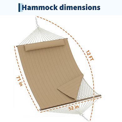 Hammock with Stand, Cotton Rope, Padded Polyester, Adjustable Steel Frame for Patio, Garden