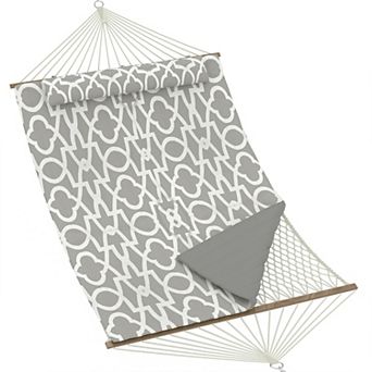 Hammock with Stand, Cotton Rope, Padded Polyester, Adjustable Steel Frame for Patio, Garden