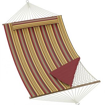 Hammock with Stand, Cotton Rope, Padded Polyester, Adjustable Steel Frame for Patio, Garden