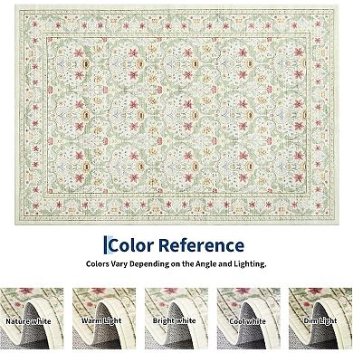 Vintage Floral Soft Rugs,Foldable,Non-Shedding Floor Cover,Non Slip,Low Pile