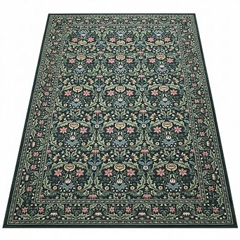 Vintage Floral Soft Rugs,Foldable,Non-Shedding Floor Cover,Non Slip,Low Pile