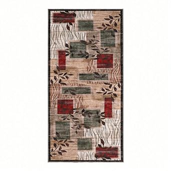 Modern Floral Rug Farmhouse Washable Carpet, Ultra Soft Non-Slip Indoor Mat for Bedroom Living Room