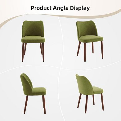 Modern Wingback Dining Chairs Set of 2, Upholstered Linen Kitchen Chairs with Thick Cushions