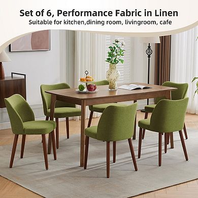 Modern Wingback Dining Chairs Set of 2, Upholstered Linen Kitchen Chairs with Thick Cushions