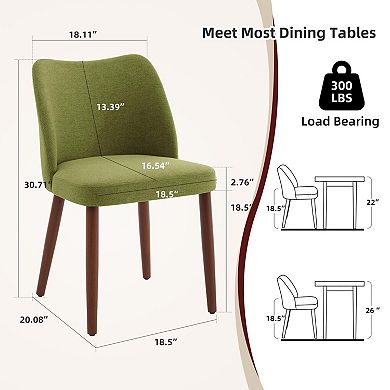 Modern Wingback Dining Chairs Set of 2, Upholstered Linen Kitchen Chairs with Thick Cushions