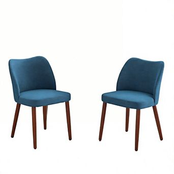 Modern Wingback Dining Chairs Set of 2, Upholstered Linen Kitchen Chairs with Thick Cushions