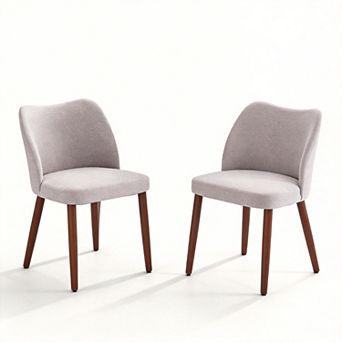 Modern Wingback Dining Chairs Set of 2, Upholstered Linen Kitchen Chairs with Thick Cushions