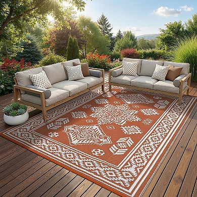 Outdoor Rug Plastic Straw Rugs Waterproof Reversible Mat, UV-Resistant Camping Carpet