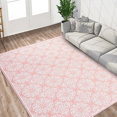 Machine Washable Large Area Rugs Modern Floral Non Slip Vintage Carpet Soft Non Shedding