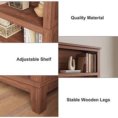 Adjustable 5-Tier Bookshelf for Home Office, Tall 71" Wooden Bookcase with Open Storage Shelves