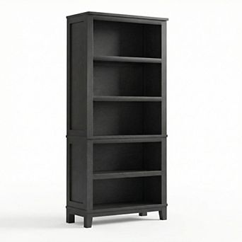 Adjustable 5 tier Bookshelf for Home Office, Tall 71" Wooden Bookcase with Open Storage Shelves